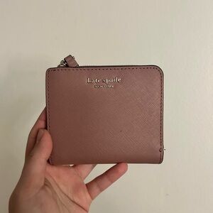 kate spade small zip wallet in mauve pink